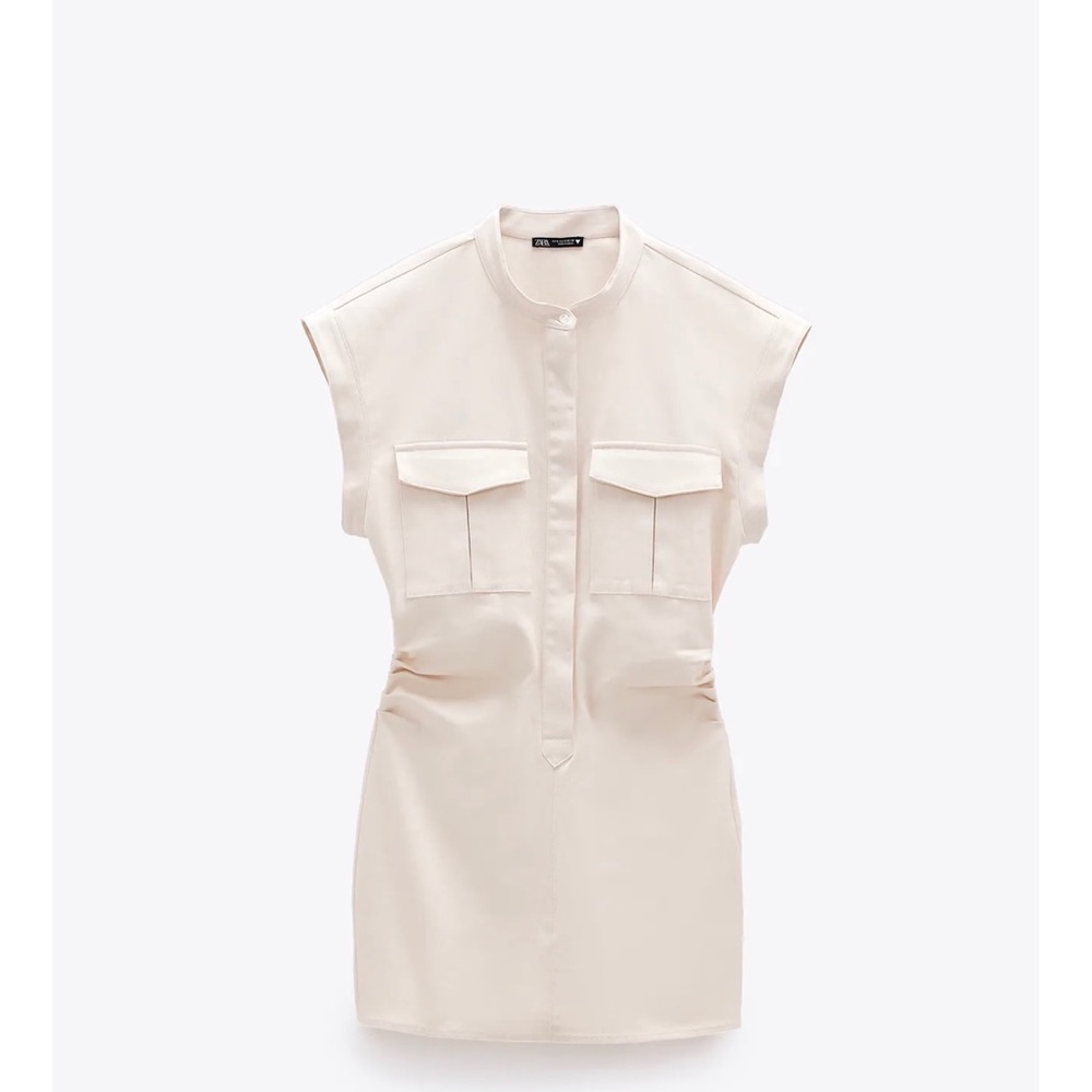 ZARA TRF BACK PLEAT POCKET DRESS